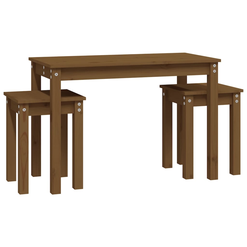 Nesting tables 3 pcs Honey brown Solid pine wood