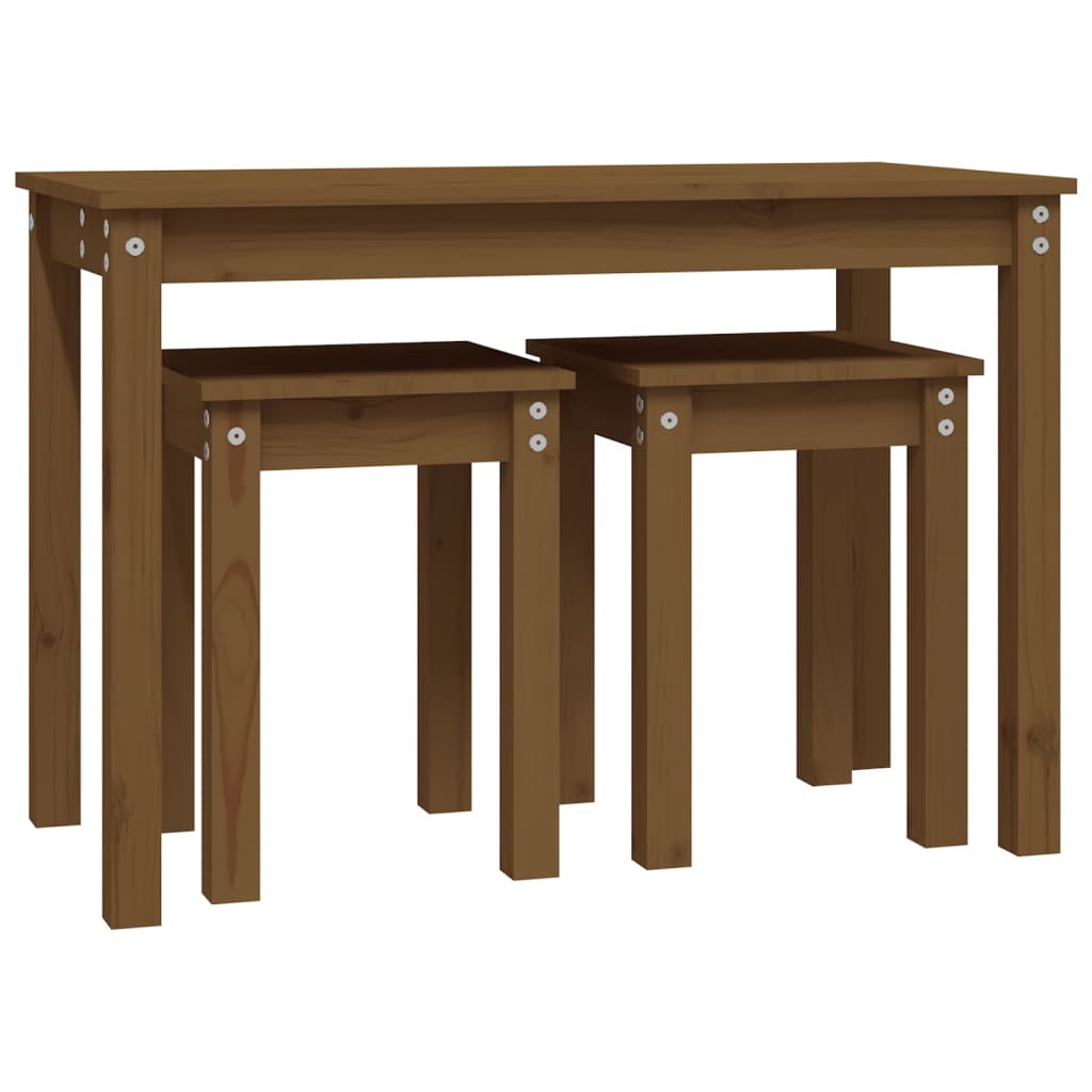 Nesting tables 3 pcs Honey brown Solid pine wood