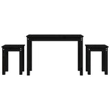 Tables gigognes 3 pcs Noir Bois de pin massif