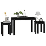 Nesting tables 3 pcs Black Solid pine wood