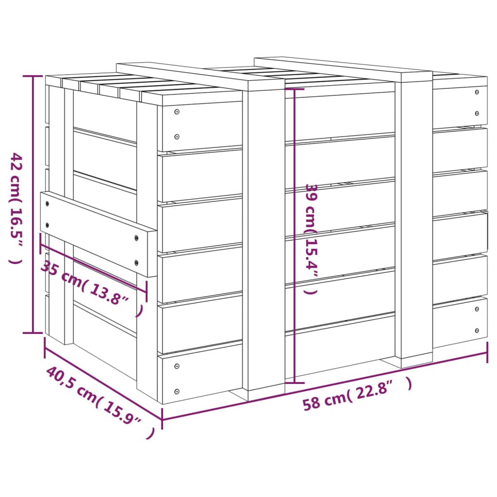 Boîte de rangement Gris 58x40,5x42 cm Bois massif de pin