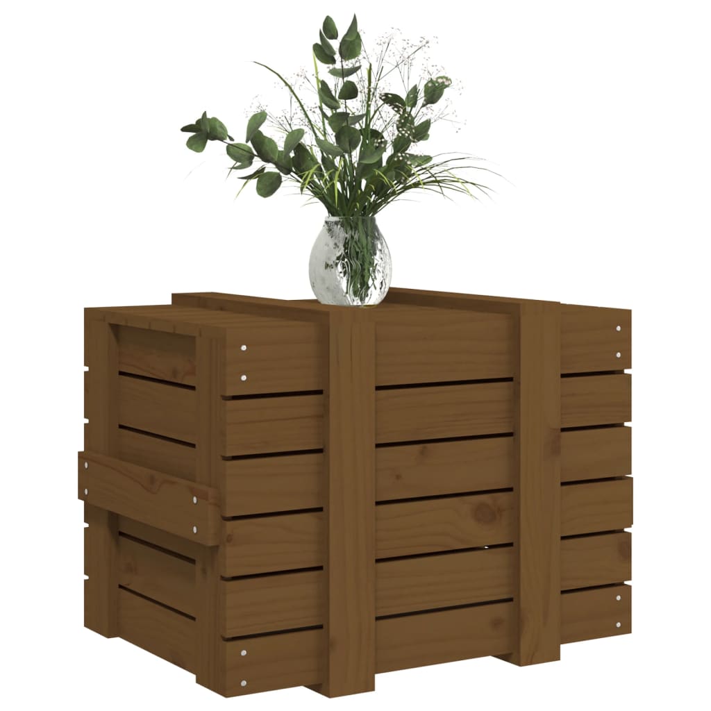 Boîte de rangement Marron miel 58x40,5x42 cm Bois massif pin