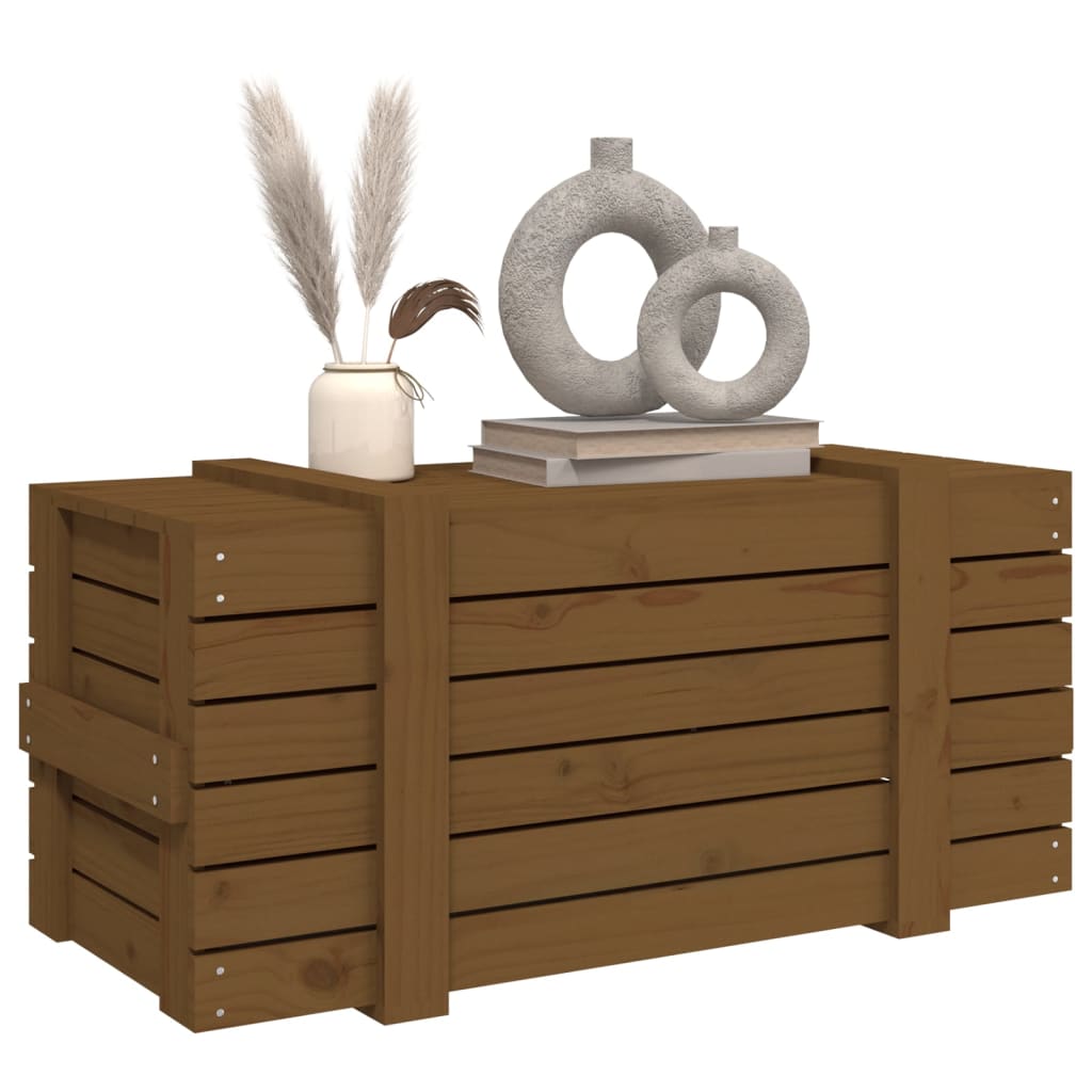 Boîte de rangement Marron miel 91x40,5x42 cm Bois massif pin