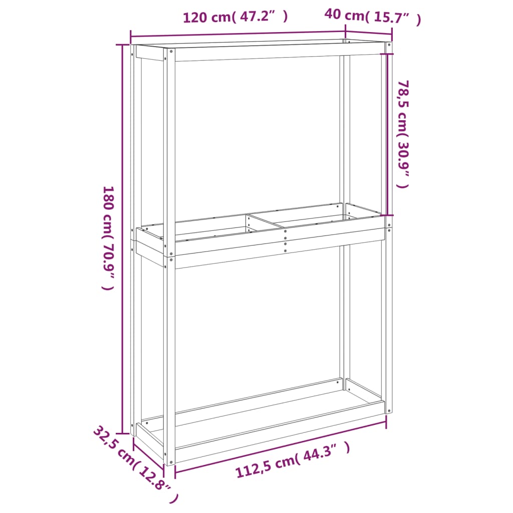 Porte-pneus 120x40x180 cm Bois de pin massif