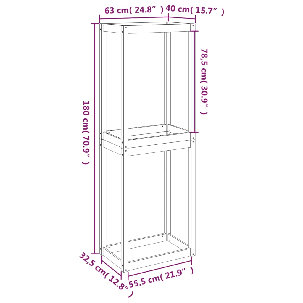 Porte-pneus 63x40x180 cm Bois de pin massif