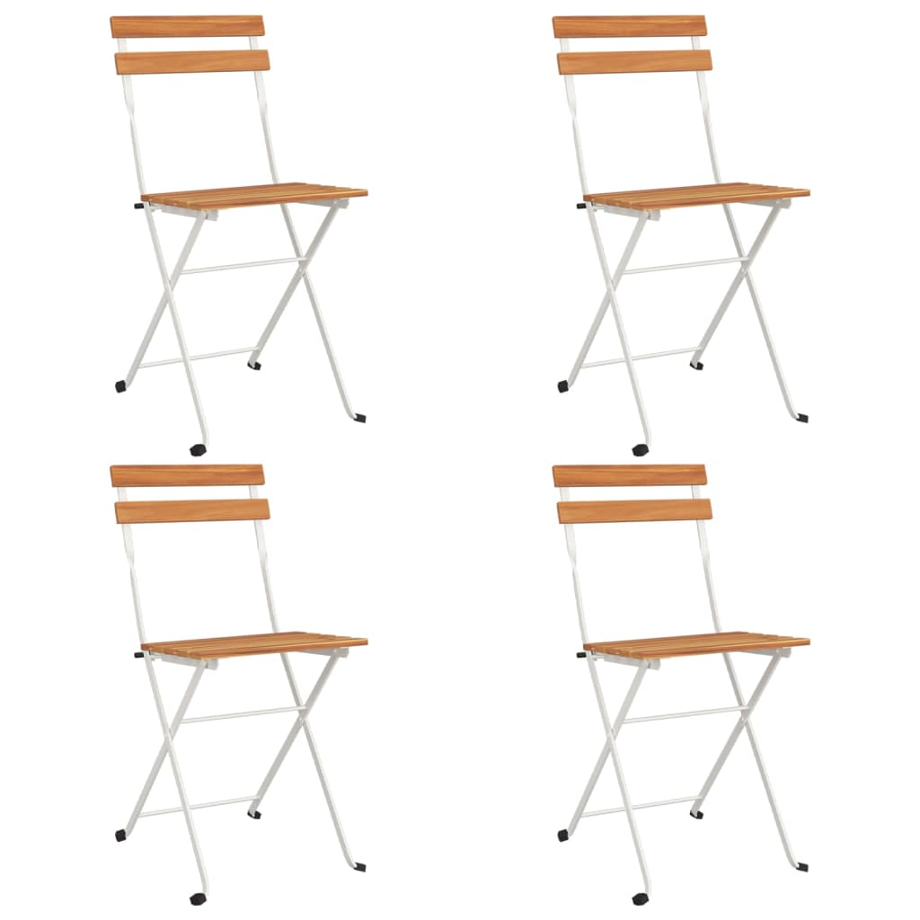 Chaises de bistrot pliantes lot de 4 Bois d'acacia solide acier