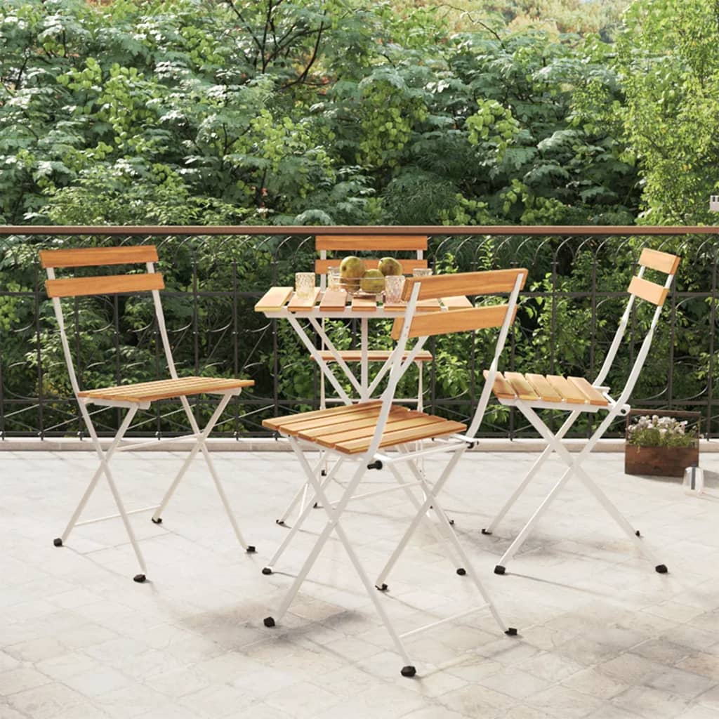 Chaises de bistrot pliantes lot de 4 Bois d'acacia solide acier