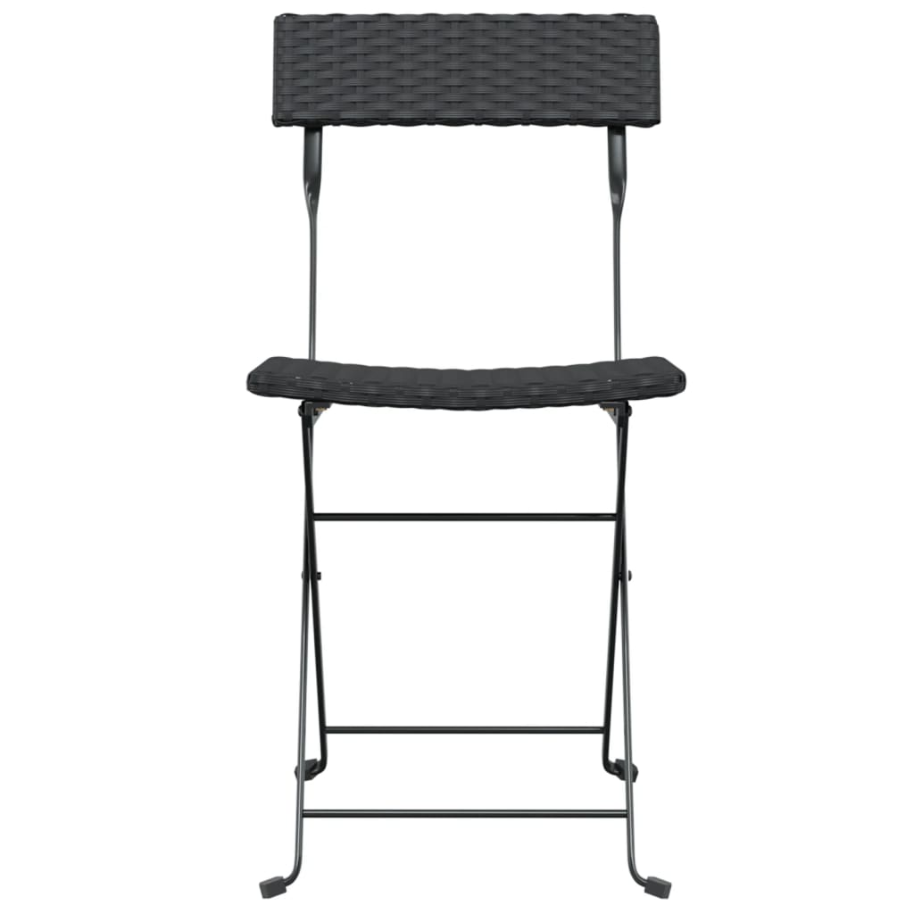 Chaises de bistrot pliantes lot de 2 Noir Résine tressée acier