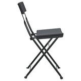 Chaises de bistrot pliantes lot de 2 Noir Résine tressée acier