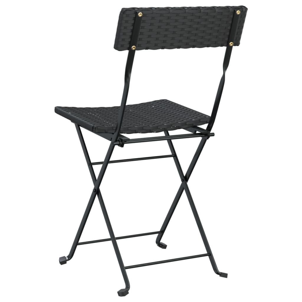 Chaises de bistrot pliantes lot de 2 Noir Résine tressée acier