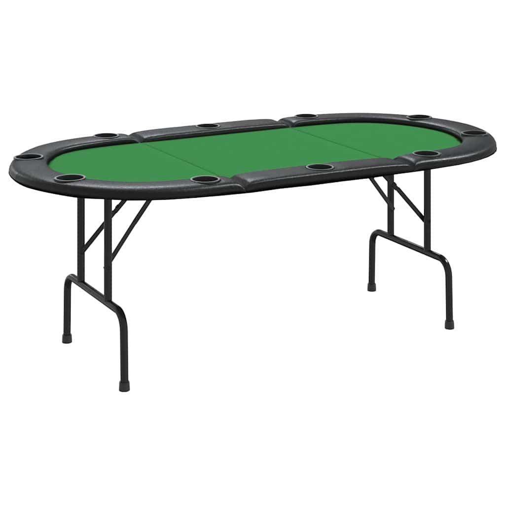 Klappbarer Pokertisch für 10 Spieler, Grün, 206 x 106 x 75 cm