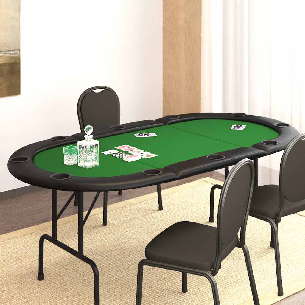 Klappbarer Pokertisch für 10 Spieler, Grün, 206 x 106 x 75 cm