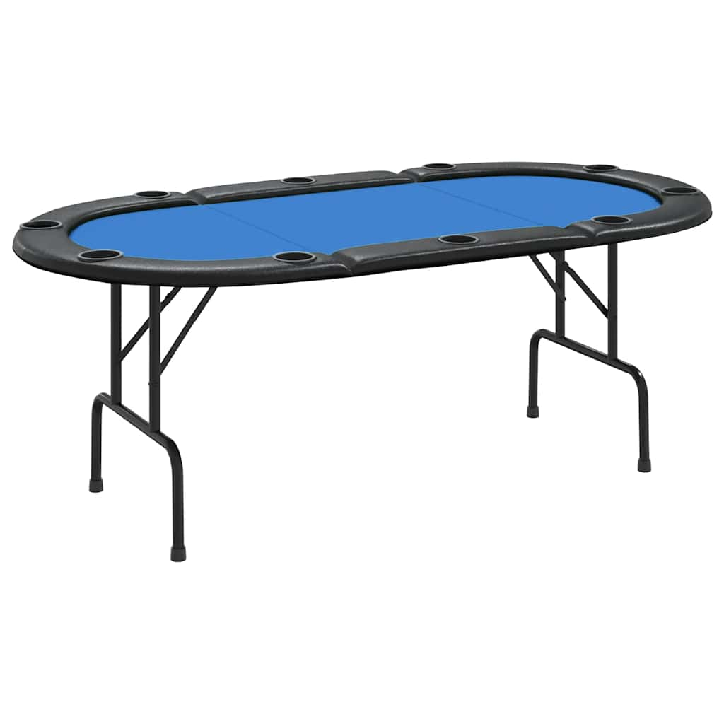 Klappbarer Pokertisch für 10 Spieler, Blau, 206 x 106 x 75 cm