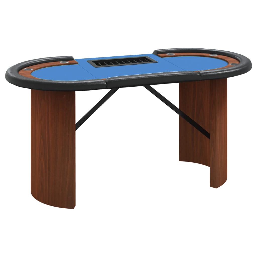 Table de poker 8 joueurs avec plateau à jetons Bleu 160x80x75cm