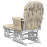 Chaise berçante avec repose-pied Blanc crème Tissu