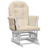 Chaise berçante avec repose-pied Blanc crème Tissu