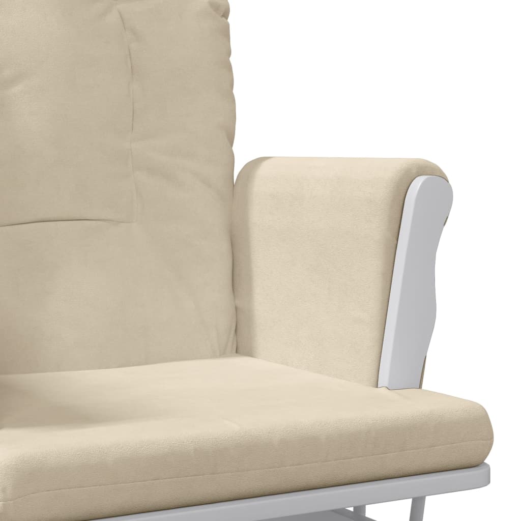 Chaise berçante avec repose-pied Blanc crème Tissu