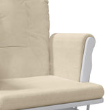 Chaise berçante avec repose-pied Blanc crème Tissu