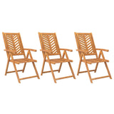 Reclining garden chairs set of 3 solid acacia wood