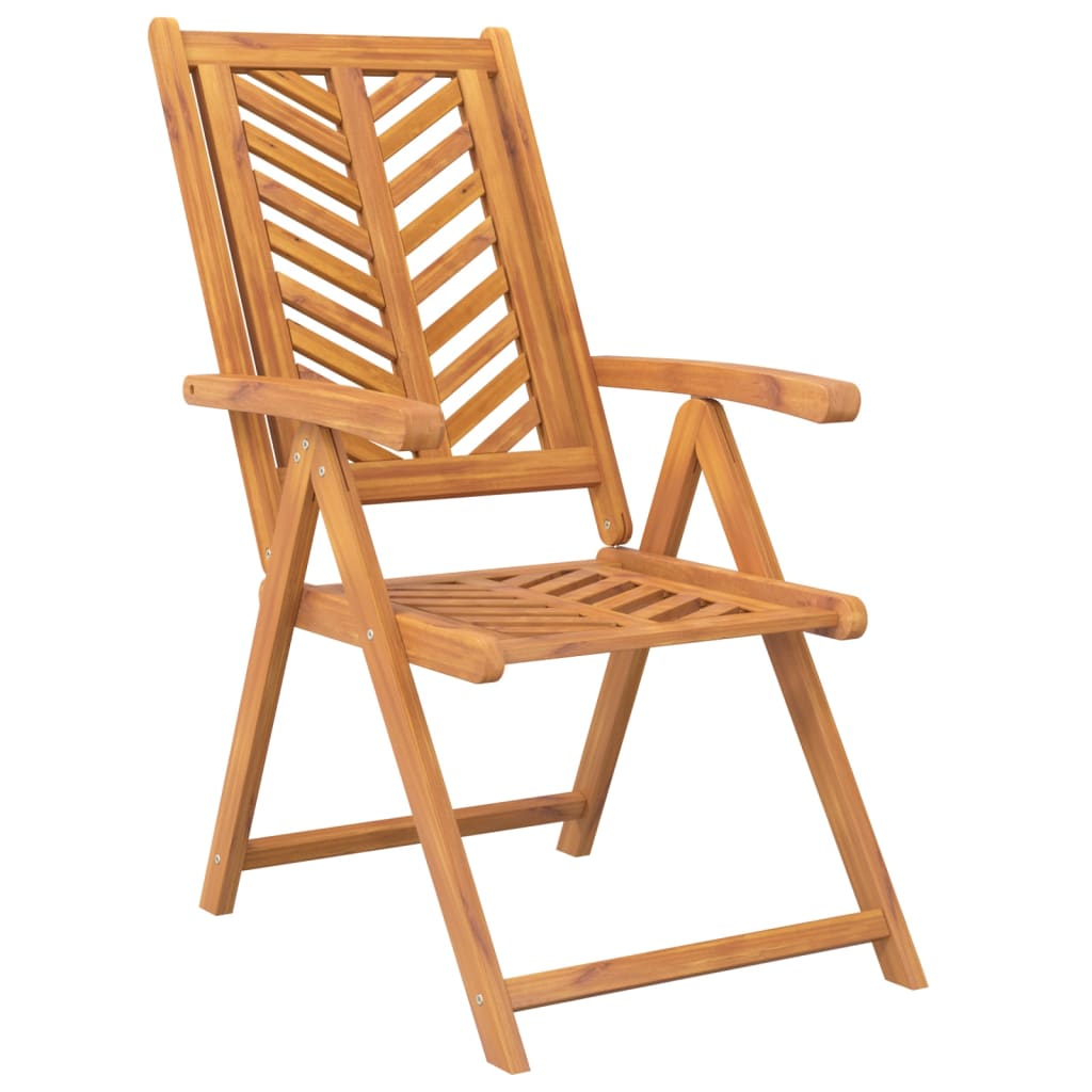 Reclining garden chairs set of 3 solid acacia wood