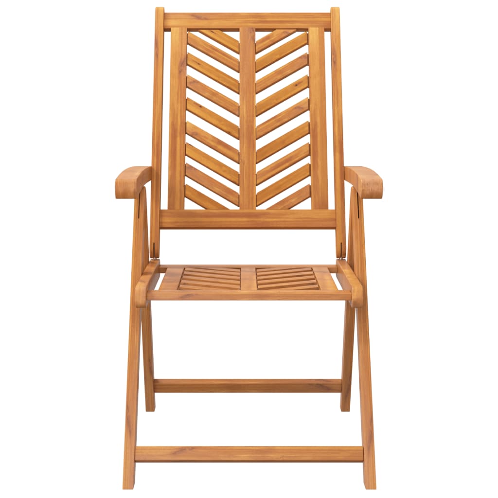 Reclining garden chairs set of 3 solid acacia wood