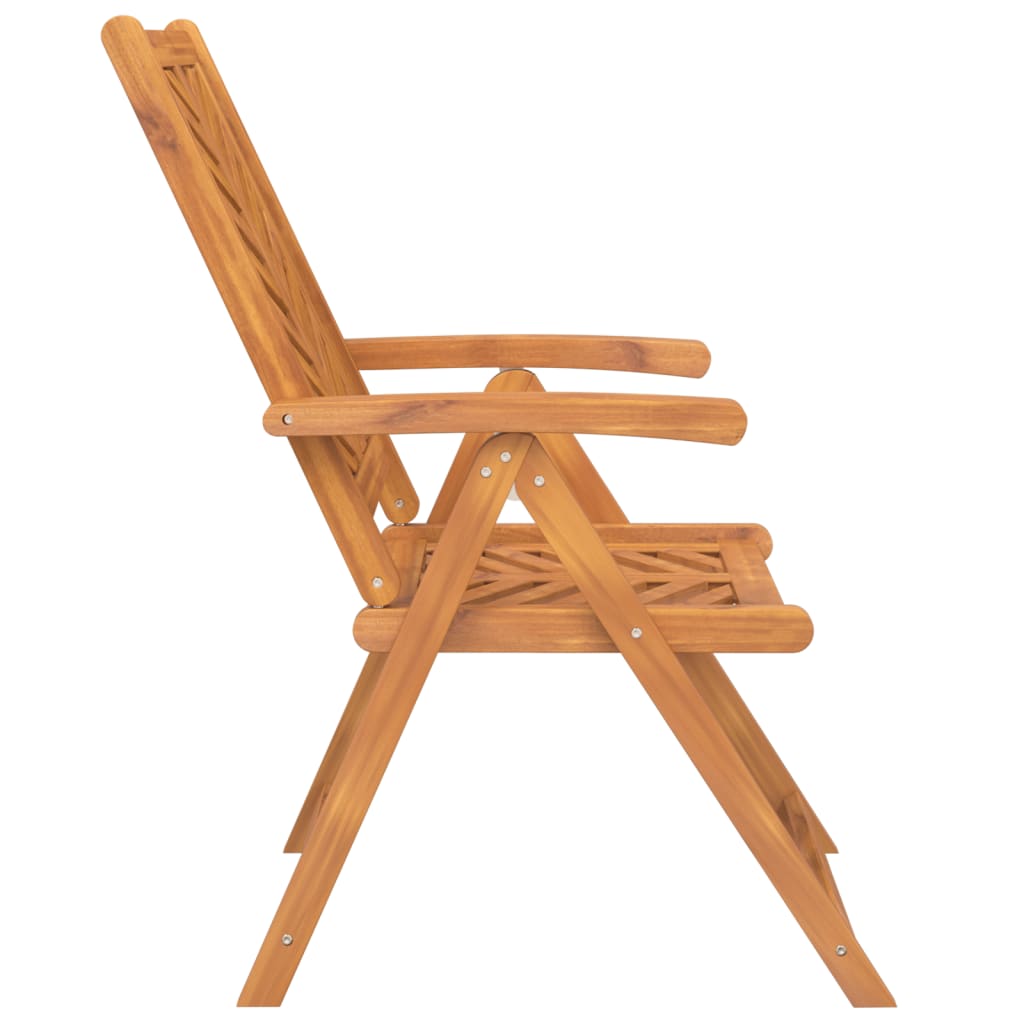 Reclining garden chairs set of 3 solid acacia wood