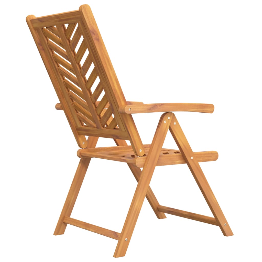 Reclining garden chairs set of 3 solid acacia wood