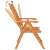 Reclining garden chairs set of 3 solid acacia wood