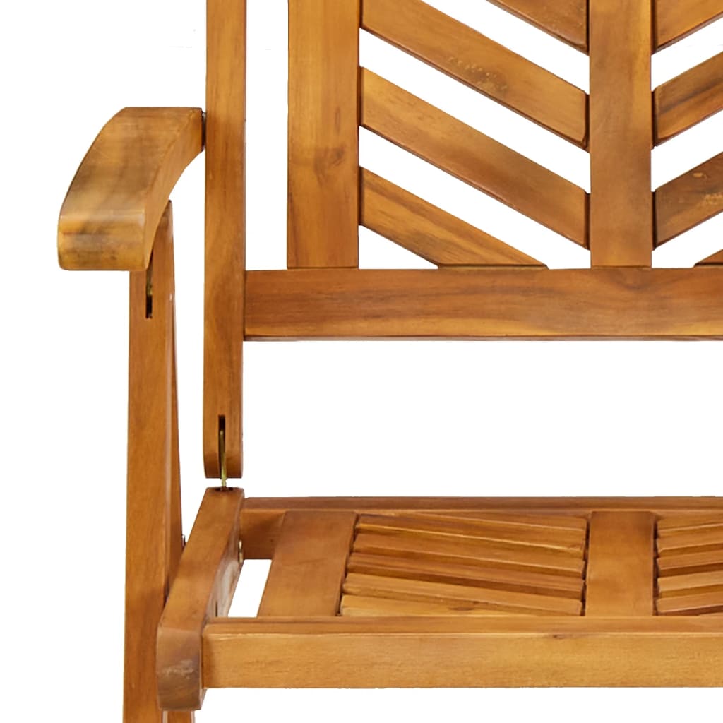 Reclining garden chairs set of 3 solid acacia wood