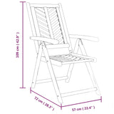 Reclining garden chairs set of 3 solid acacia wood