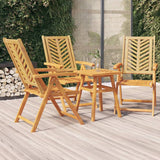 Reclining garden chairs set of 3 solid acacia wood