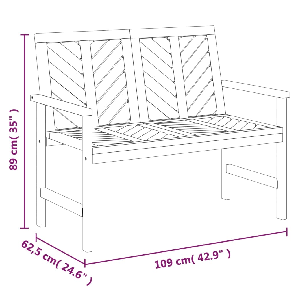 2-teiliges Gartenmöbel-Set aus massivem Akazienholz