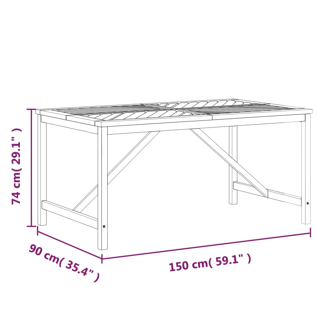 Table à manger de jardin 150x90x74 cm bois d'acacia solide