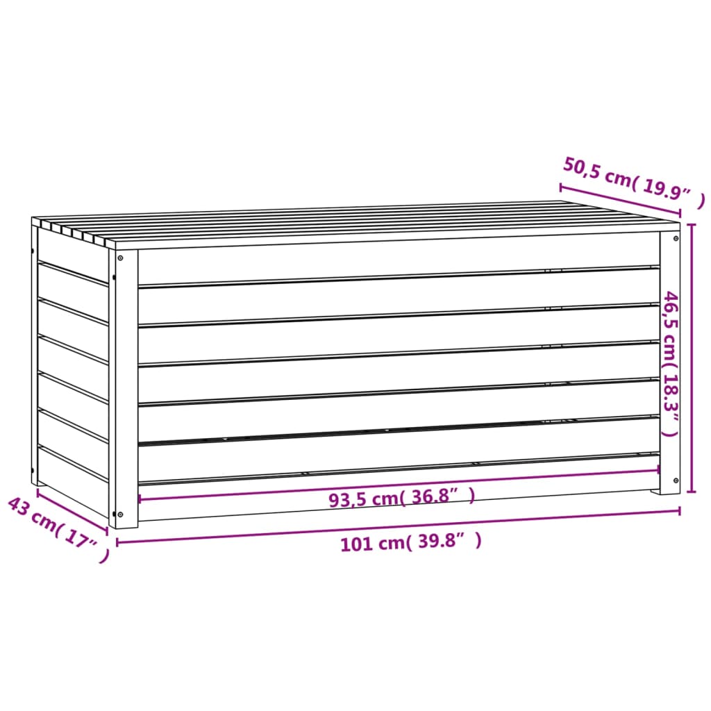 Boîte de jardin gris 101x50,5x46,5 cm bois massif de pin