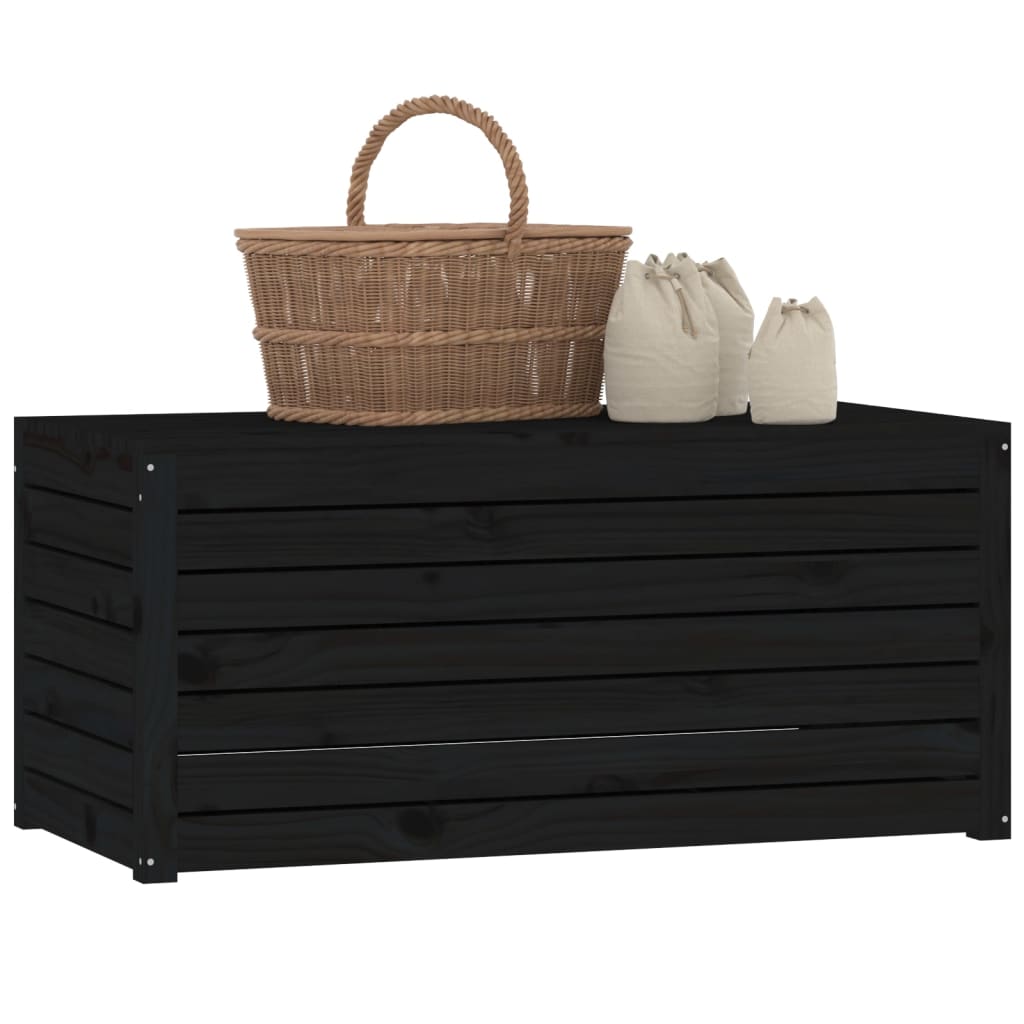 Schwarze Gartenbox 101x50,5x46,5 cm aus massivem Kiefernholz