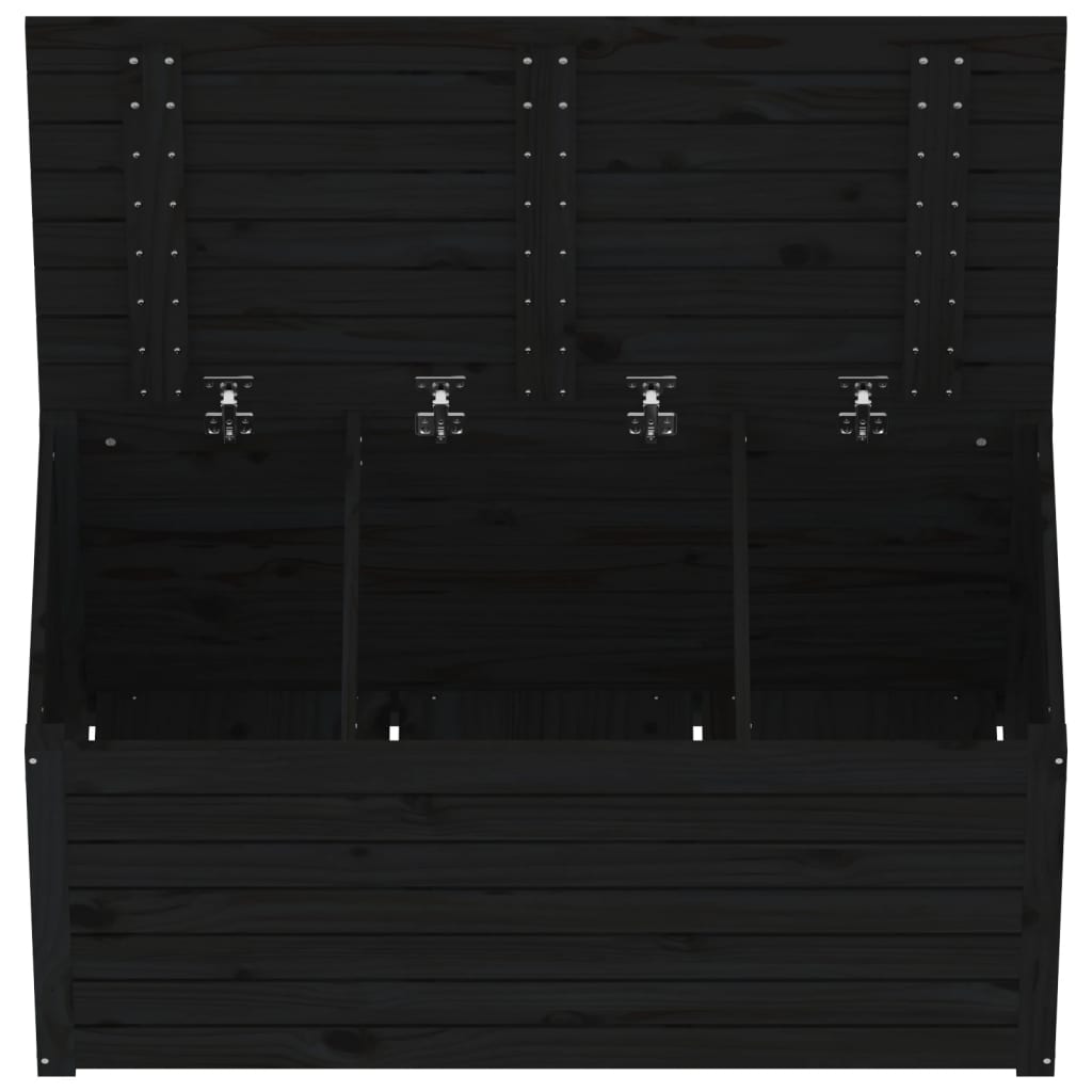 Schwarze Gartenbox 101x50,5x46,5 cm aus massivem Kiefernholz