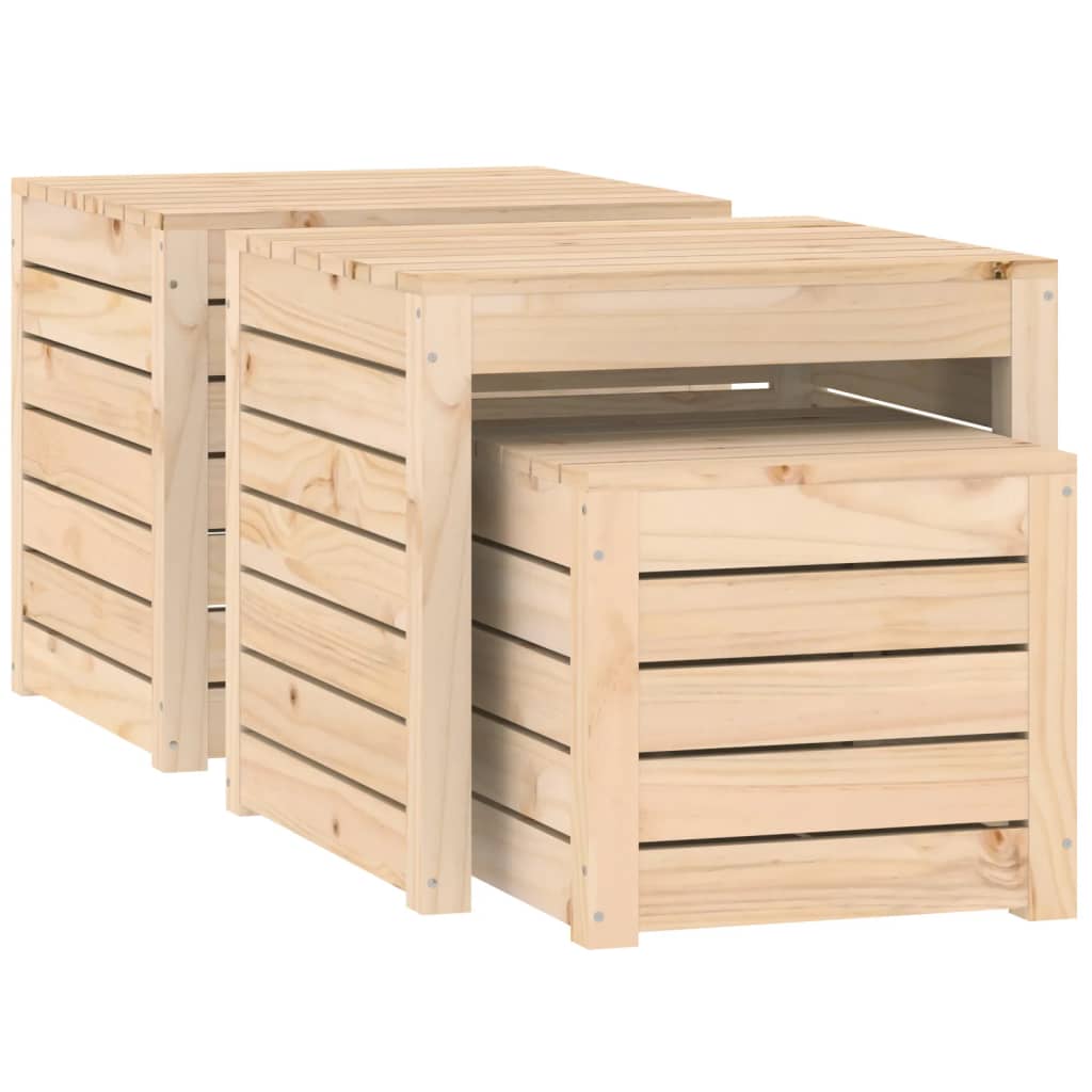 Ensemble de boîtes de jardin 3 pcs bois de pin massif