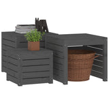 Ensemble de boîtes de jardin 3 pcs gris bois de pin massif