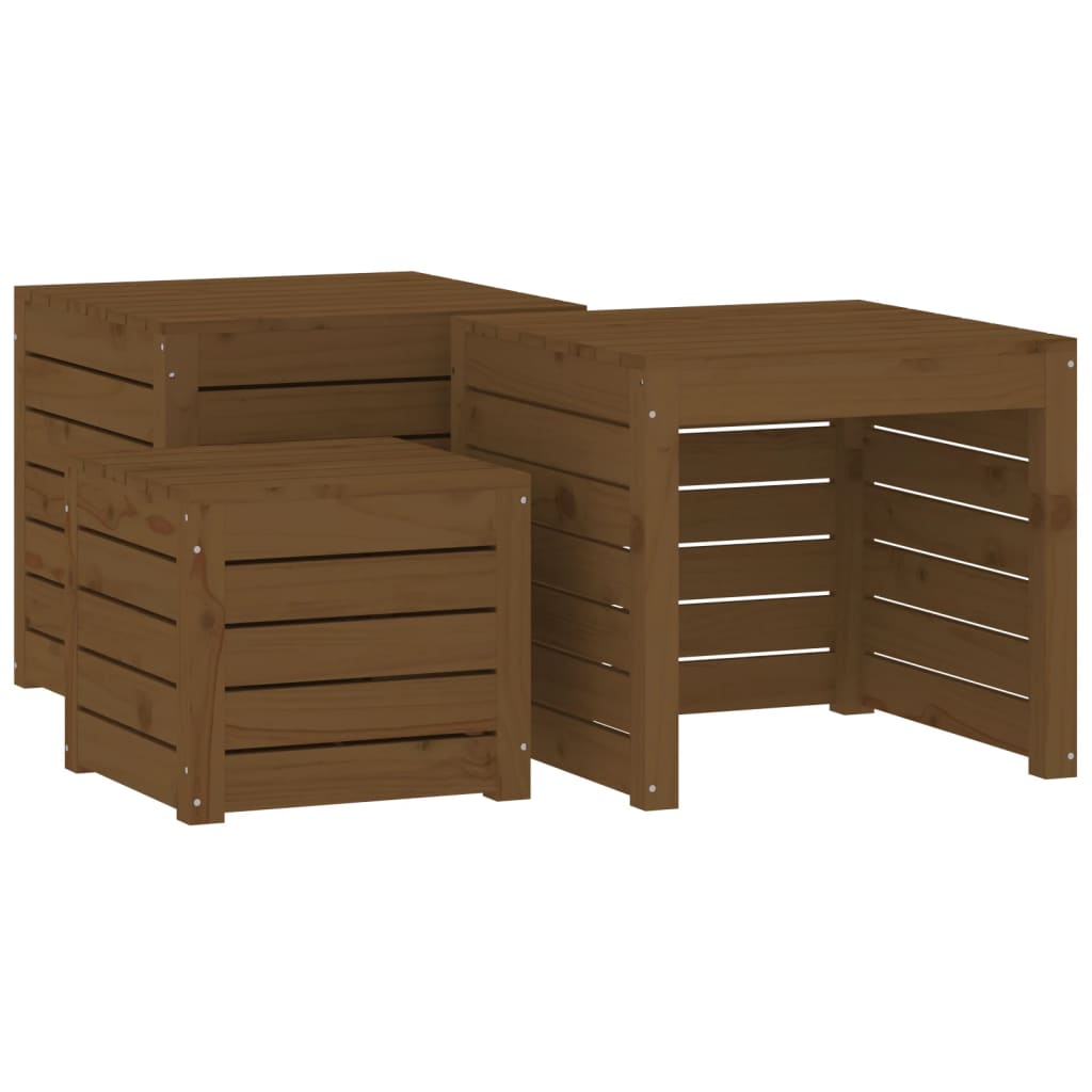 Garden Box Set 3 pcs Honey Brown Solid Pine Wood