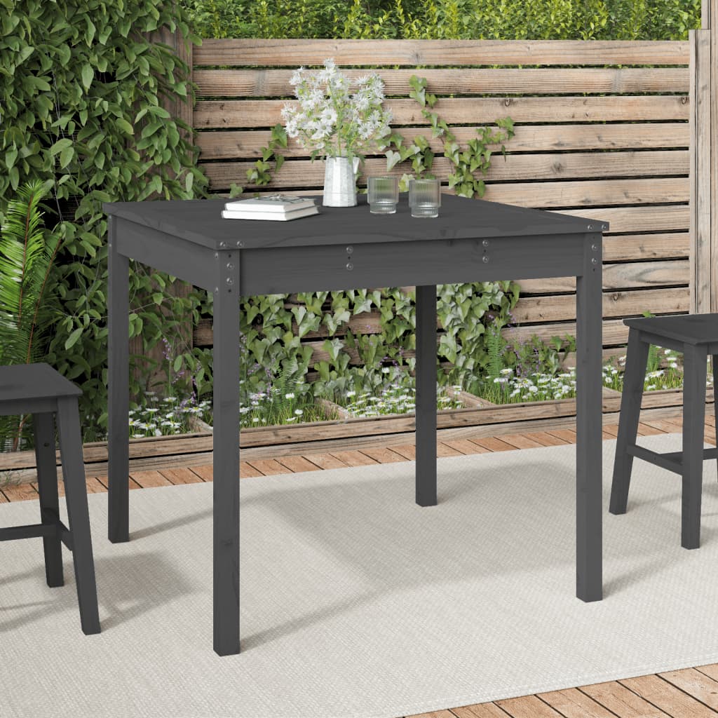 Table de jardin gris 82,5x82,5x76 cm bois massif de pin