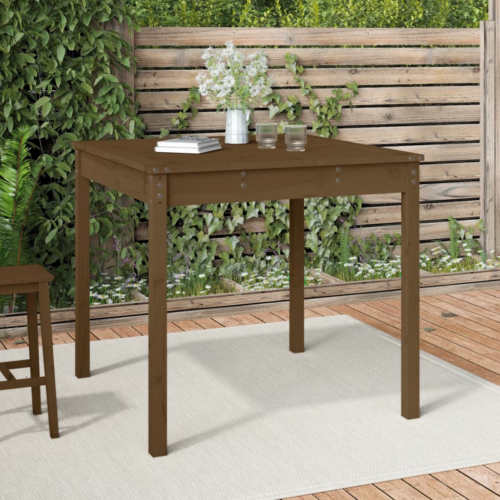 Table de jardin marron miel 82,5x82,5x76 cm bois massif de pin