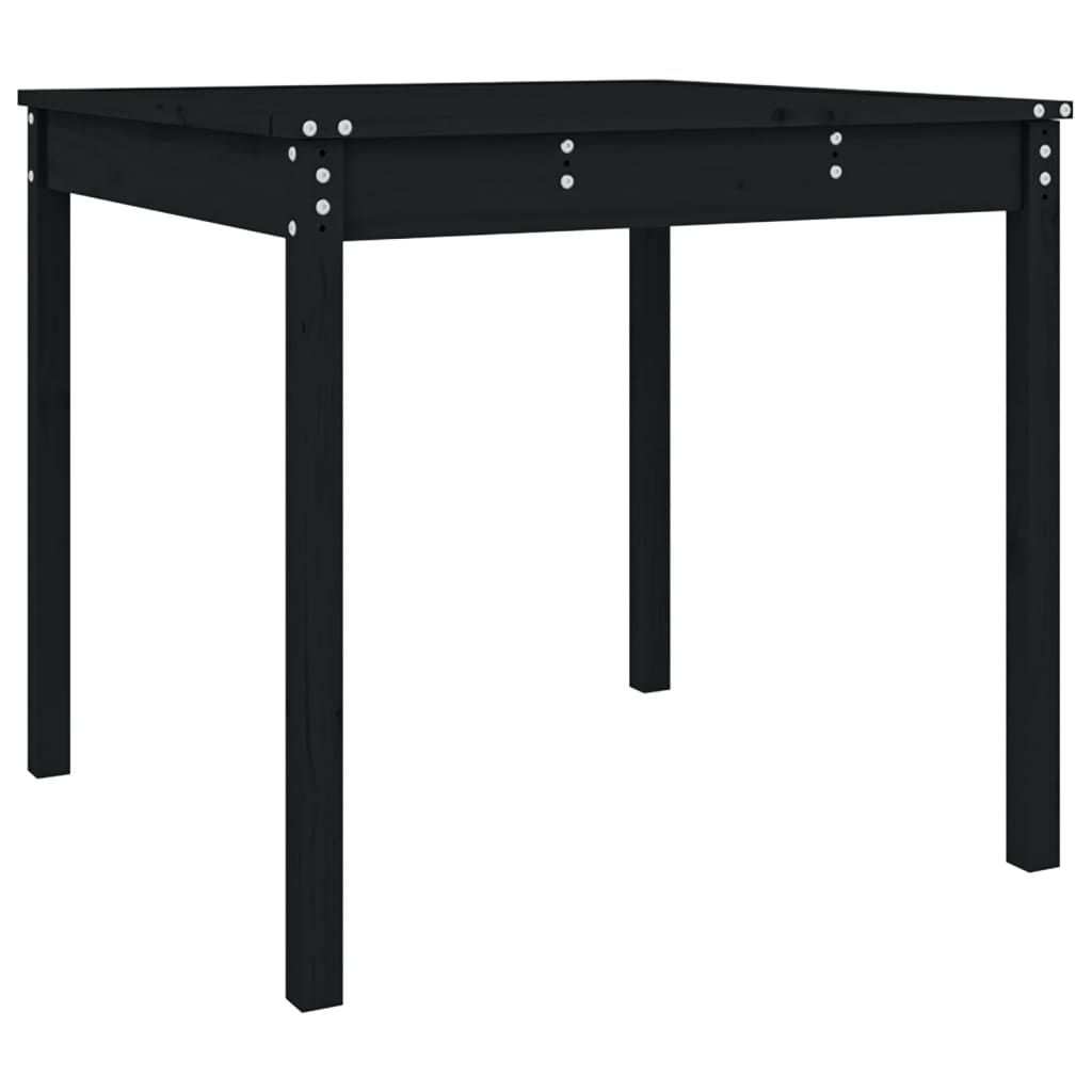 Table de jardin noir 82,5x82,5x76 cm bois massif de pin