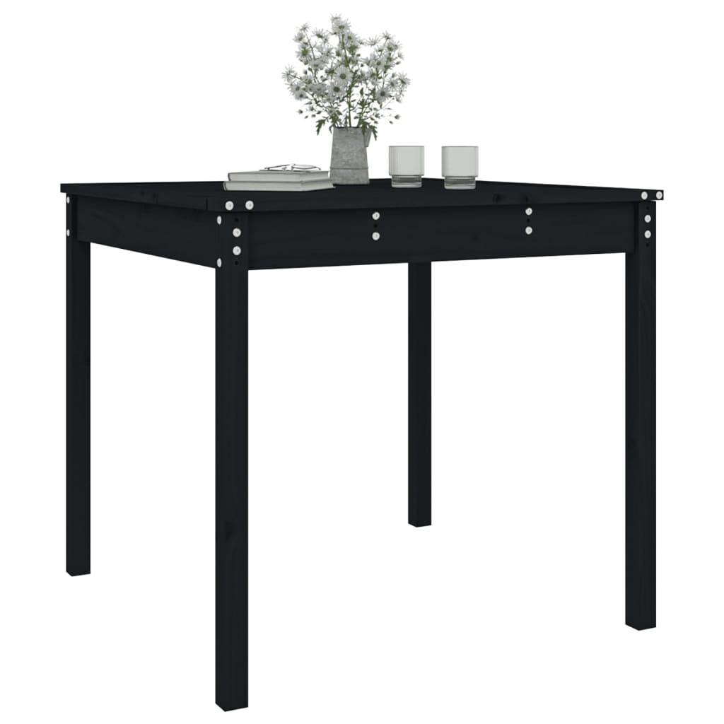 Table de jardin noir 82,5x82,5x76 cm bois massif de pin