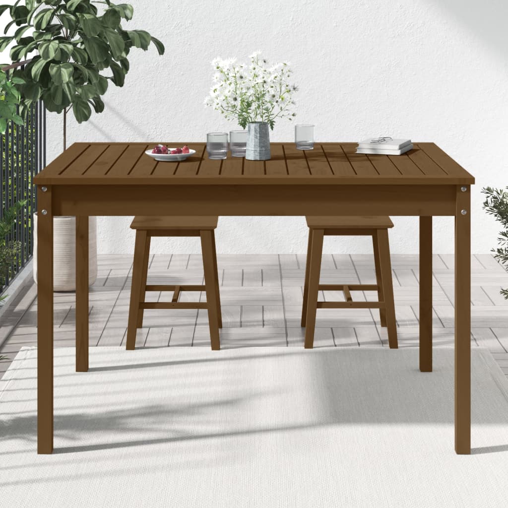 Table de jardin marron miel 121x82,5x76 cm bois massif de pin