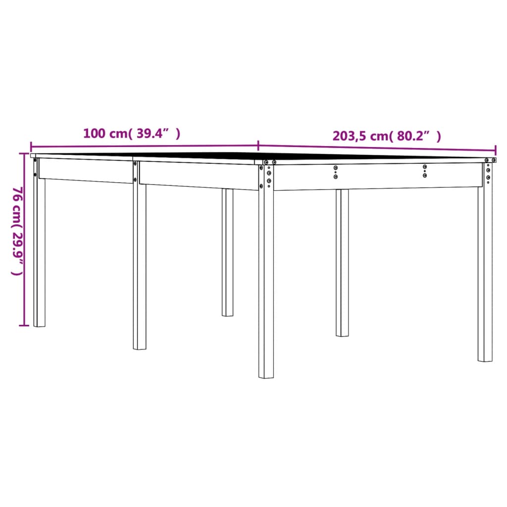 Table de jardin 203,5x100x76 cm bois massif de douglas