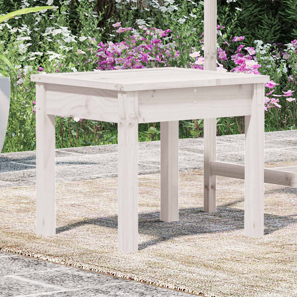 Banc de jardin blanc 50x44x45 cm bois massif de pin