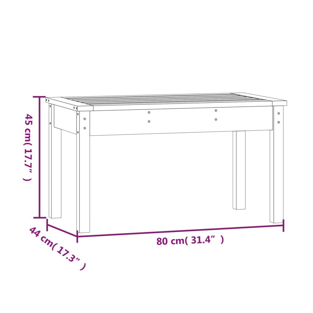 Banc de jardin 80x44x45 cm bois massif de pin