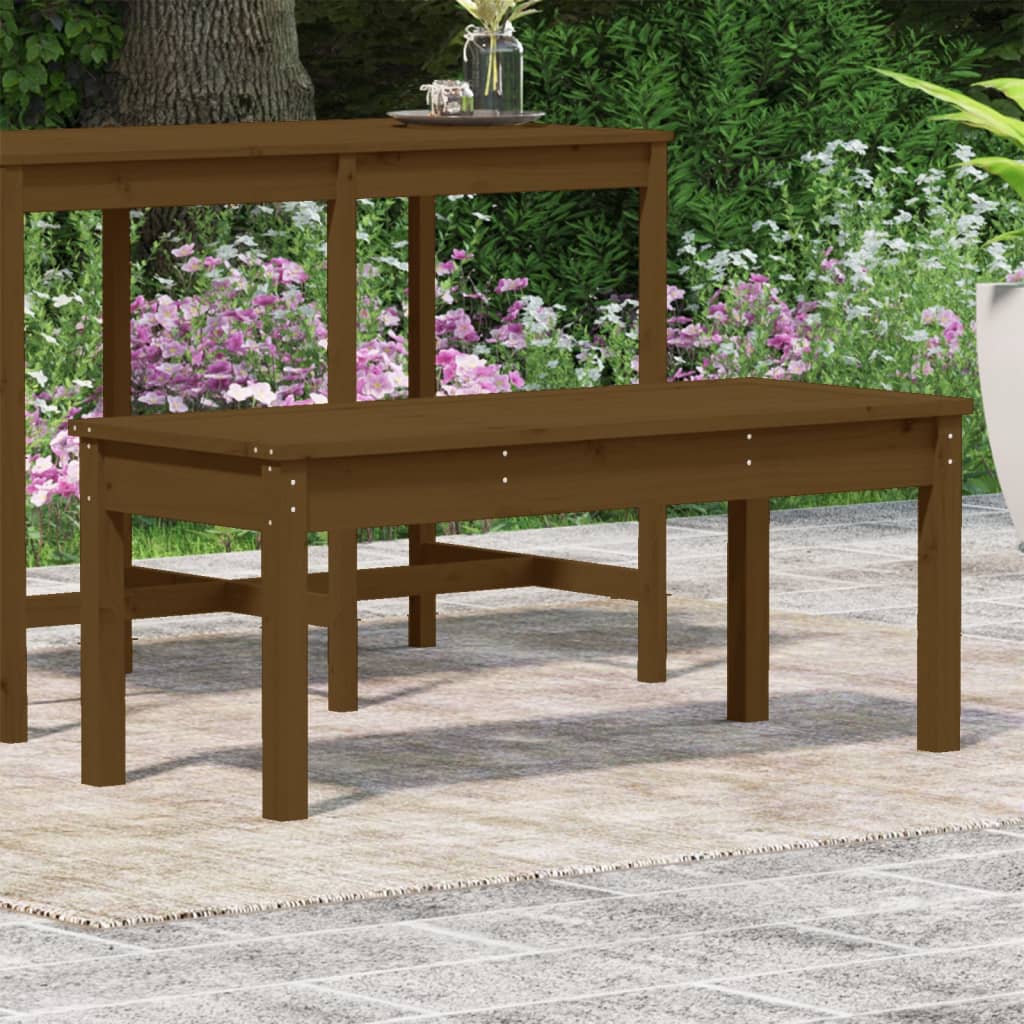 Banc de jardin marron miel 109x44x45 cm bois de pin massif