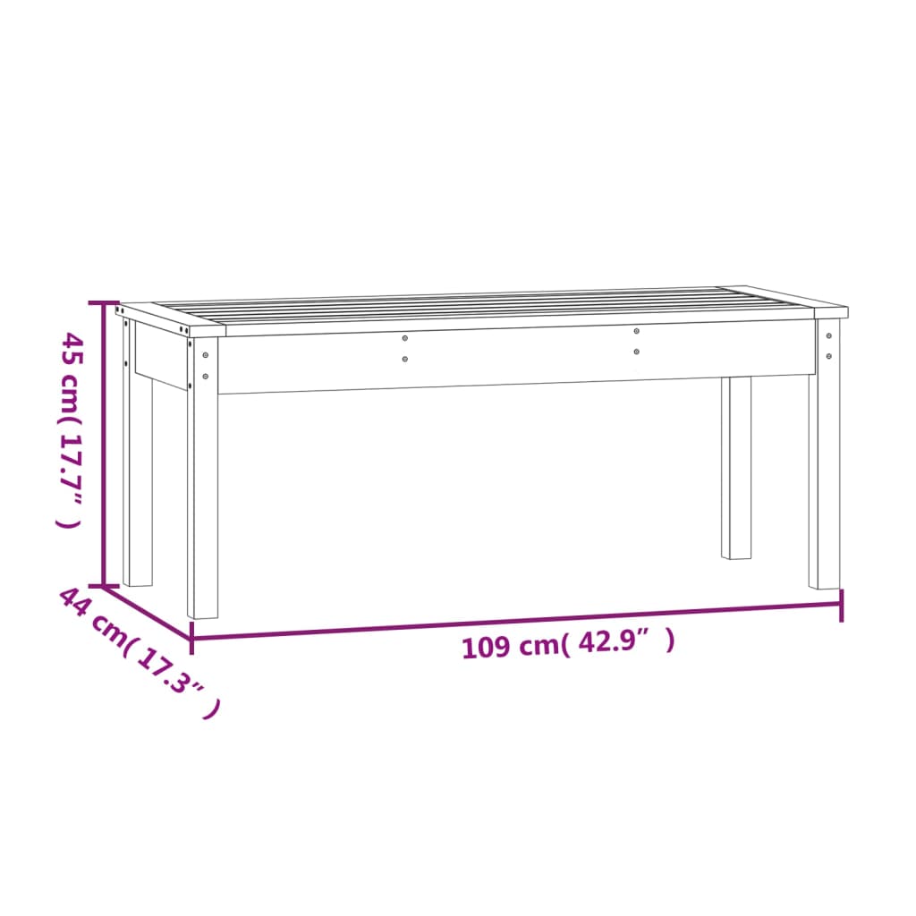 Banc de jardin marron miel 109x44x45 cm bois de pin massif