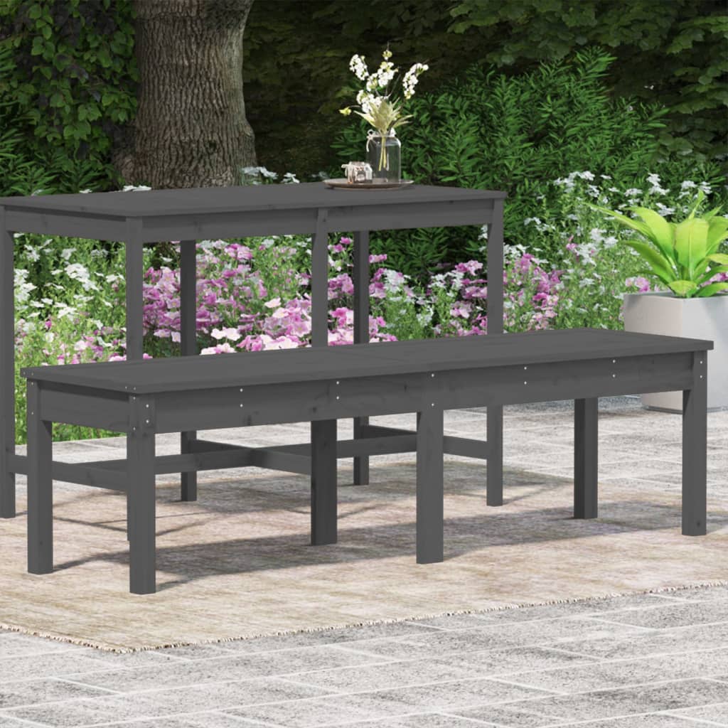 Banc de jardin à 2 places gris 159,5x44x45cm bois massif de pin